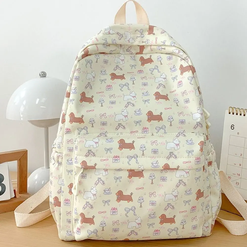 Kawaii Nylon Dog Backpack Korean Style Handbag Students School Bag Travel Bag Large Capacity Shoulder Bag Outdoor