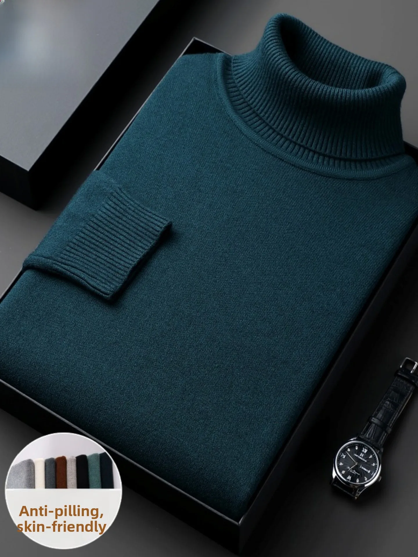 

Rn Мужской свитер с высоким воротником Thiened, теплый повседневный вязаный топ irt Dad Top Faionable Ci Sle Long Sve из тонкой пряжи