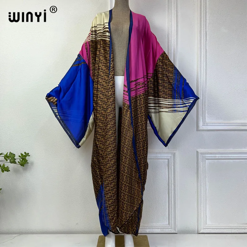 Imagem -02 - Winyi-boho Imprimir Praia Cobrir para Mulheres Kimono Sexy Boho Cardigan Roupas de Férias Cardigan Africano Verão