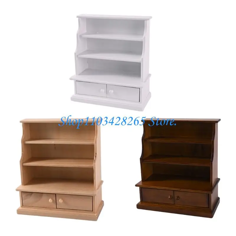 

Vintage Zakka 1/12 Scale Miniature Wooden Bookshelf for Dollhouses Display G2TE