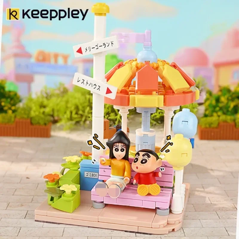 Keeppley Crayon Shinchan Happy Amusement Park Assembled Building Blocks Model Ornaments Toy Children's Holiday Gift