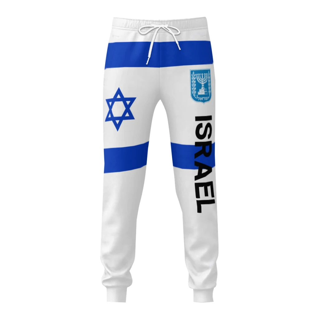 Calça de moletom masculina com bandeira de Israel e bolsos para corrida masculina esportiva casual com cordão