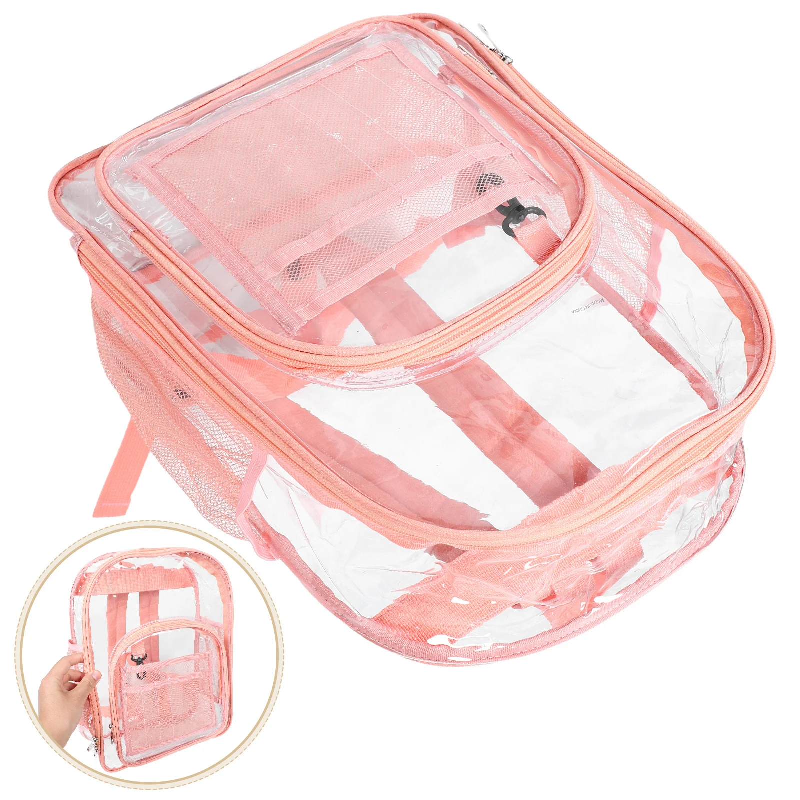 

Transparent Clear PVC Backpack Large Capacity Waterproof School Bag Reinforced Shoulder Straps Comfortable for Students Girls