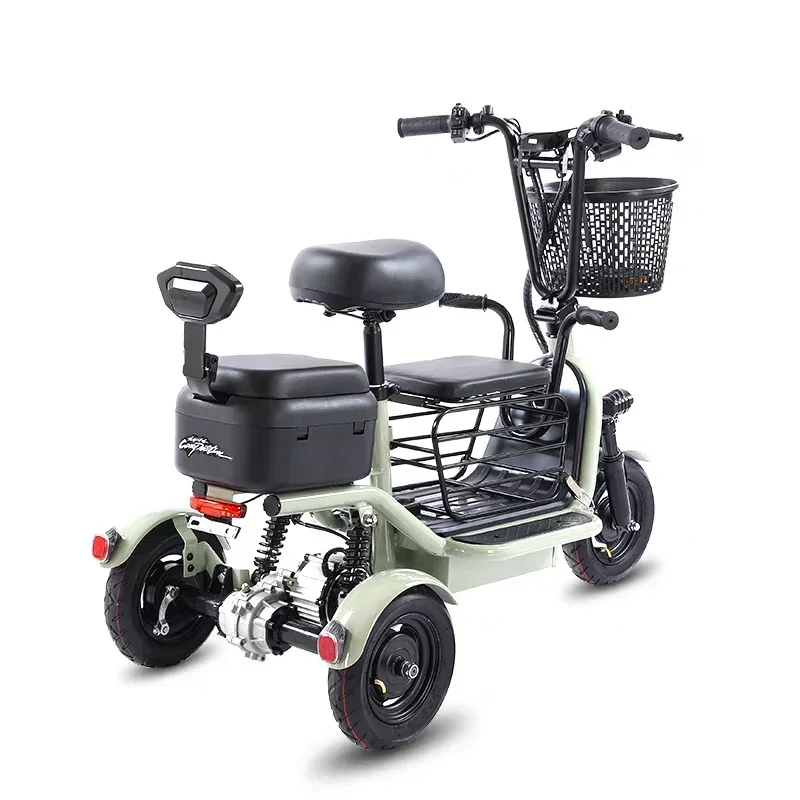 800W Mini Electric Tricycle 300kg Load Electric Three-wheel Three-person Riding Mode