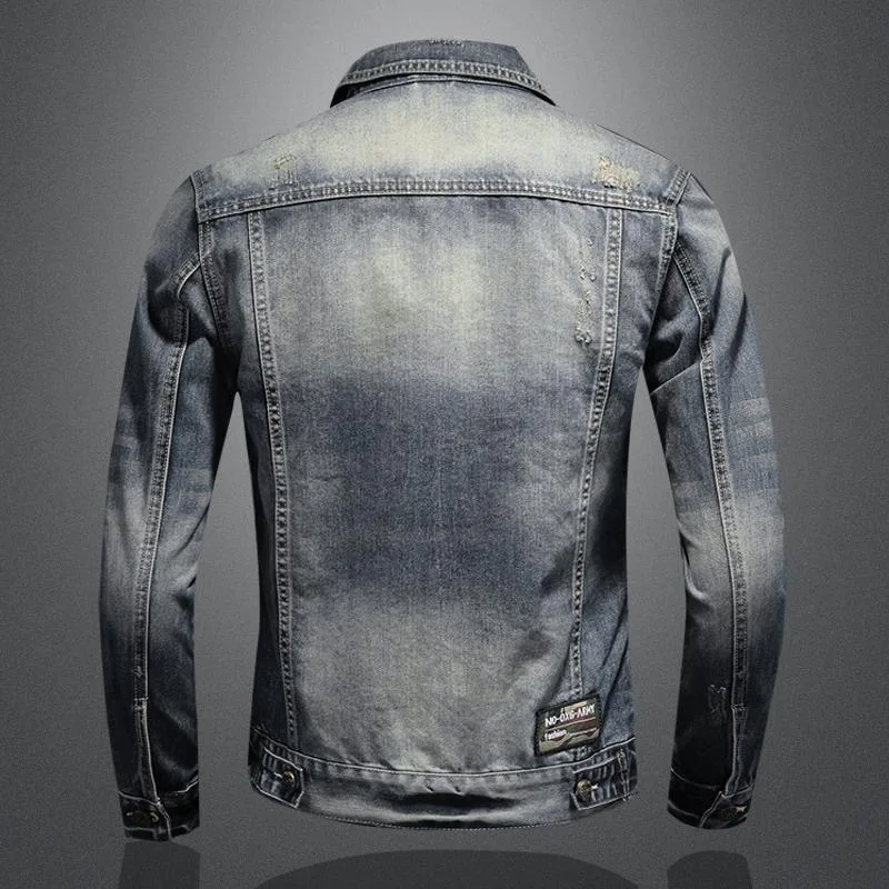 Jaqueta jeans retrô multi-bolso masculina, casaco solto casual, tamanho grande, monocromática, alta qualidade, nova moda, primavera e outono, 2022