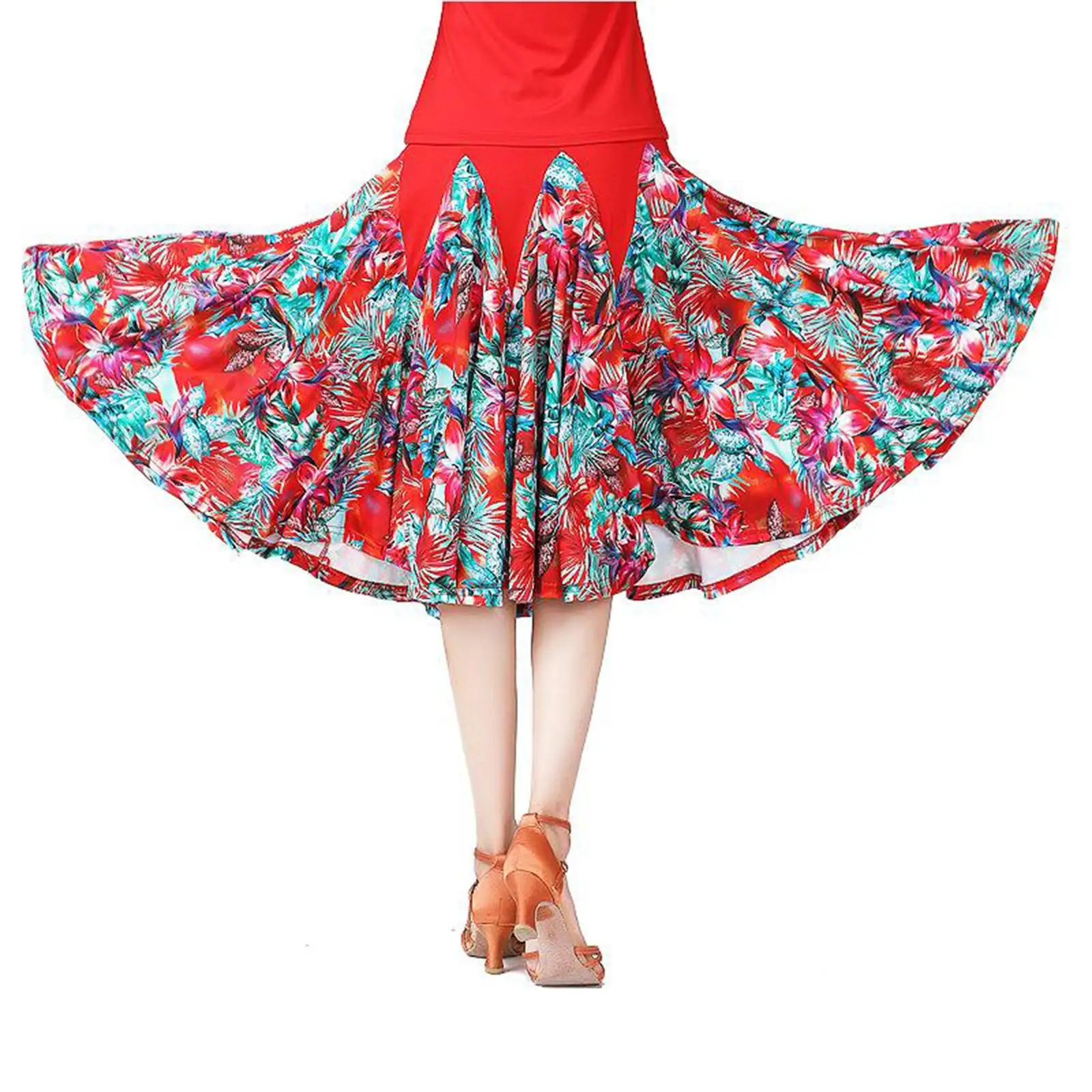 Ballroom Dance Skirt Elegant Women's Latin Dress Floral Tango Cha Cha Costume for Practice and Party