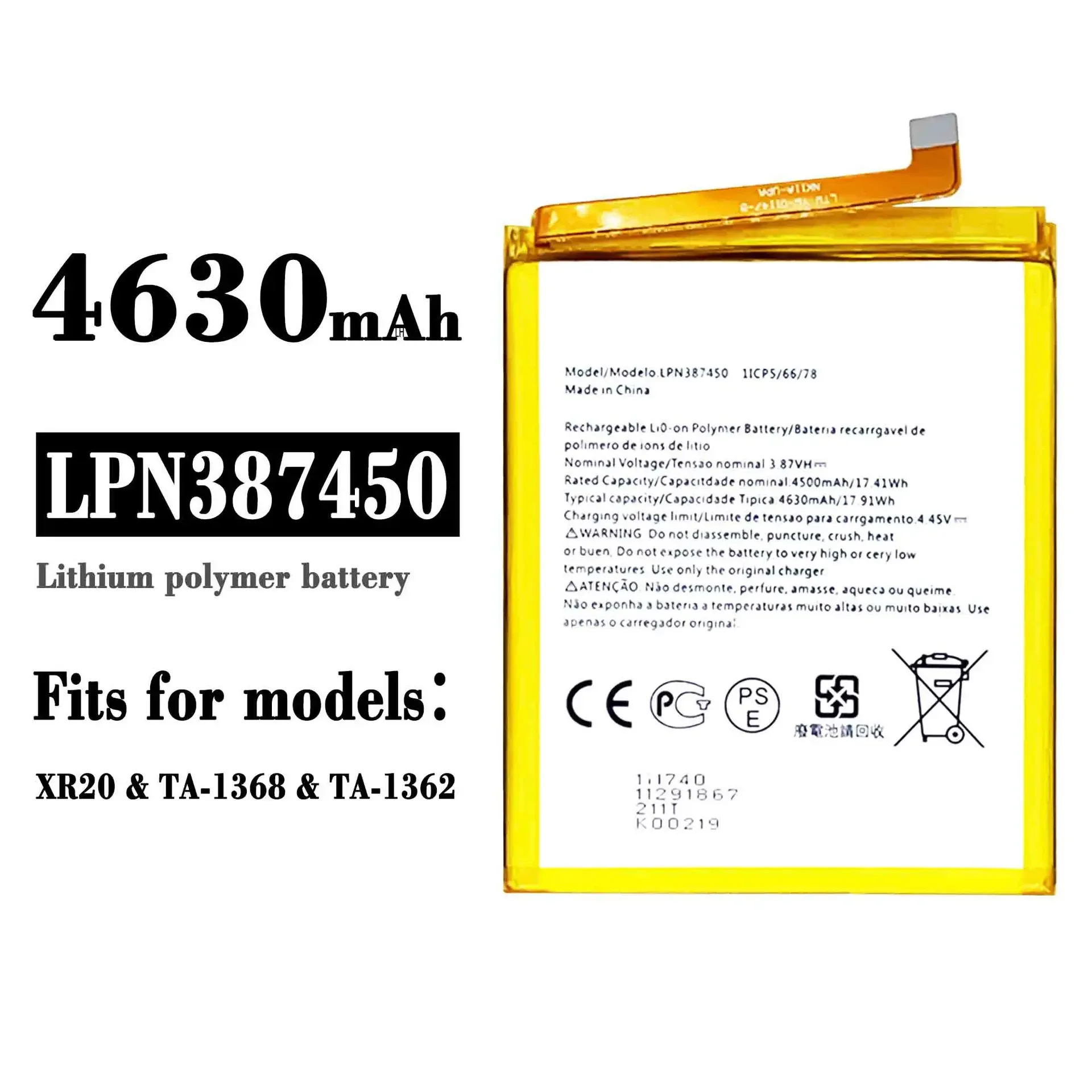 100% Orginal High Quality Replacement Battery For Nokia XR20 TA-1368 TA-1362 LPN387450 Built-in Large Capacity Batteries + Tools