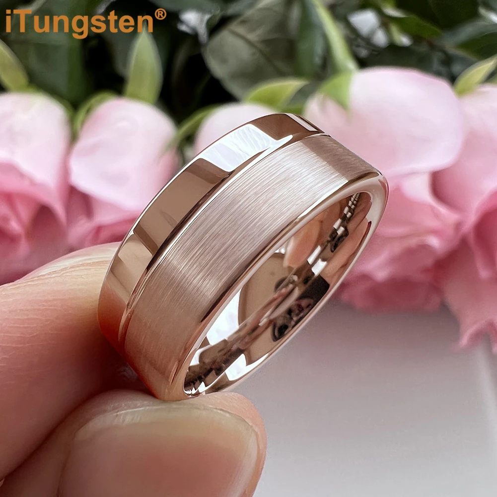 iTungsten Dropshipping 6mm 8mm Men Women Ring Tungsten Wedding Band Classic Jewelry Offset Groove Polished Brushed Finish