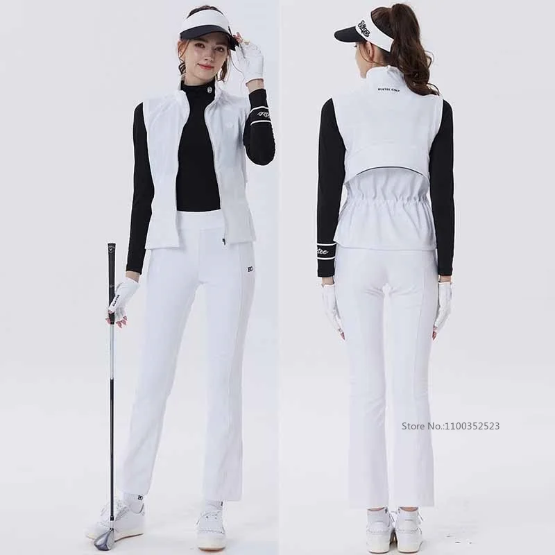 Blktee Golf Sports Sleeveless Vest Coat Women Windproof Slim Golf Jacket Ladies Outdoor Stand Collar Top Jackets Autumn