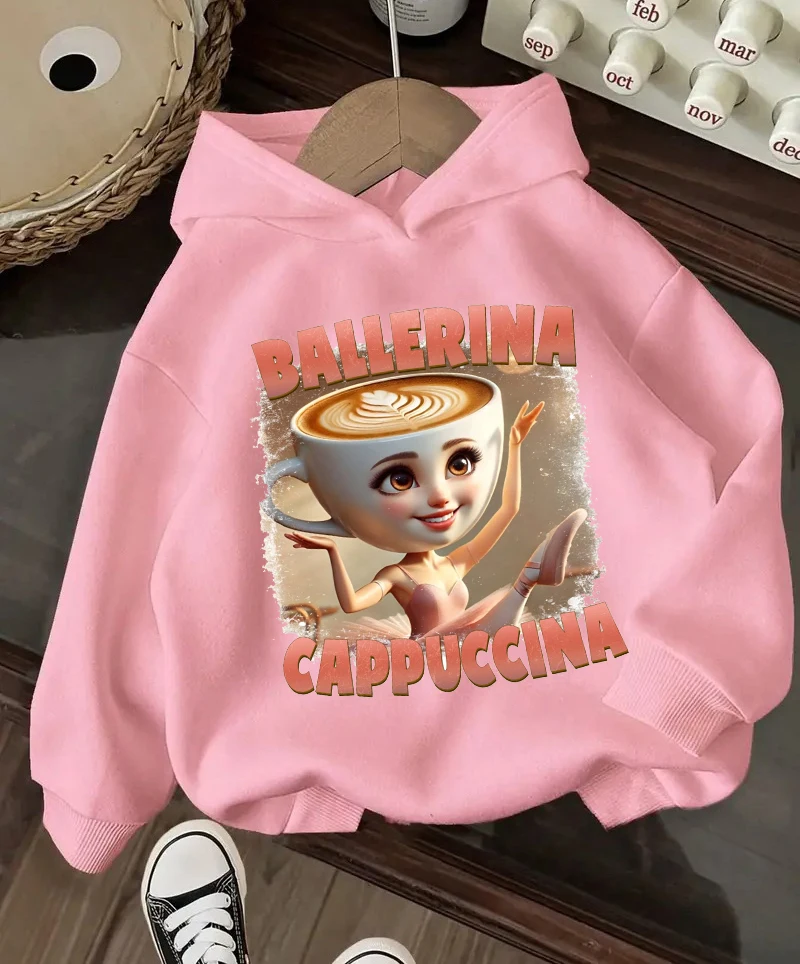 

Детская толстовка с итальянским мозгом, забавные толстовки с мемами, пуловер с длинными рукавами и рисунком балерины, одежда для девочек, повседневные топы