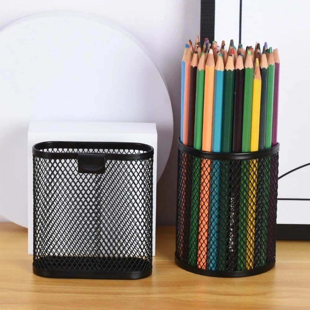 Cute Metal Hanging Pen Holder Mesh Semi-Circle/Oval Pencil Cup Pen Container Gift