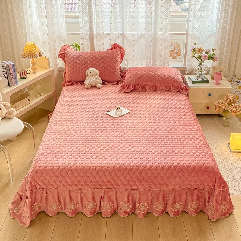 2024 New Class A High Gram Milk Fleece Embroidered Bed Cover Monet Garden Series Single Product Bed Cover