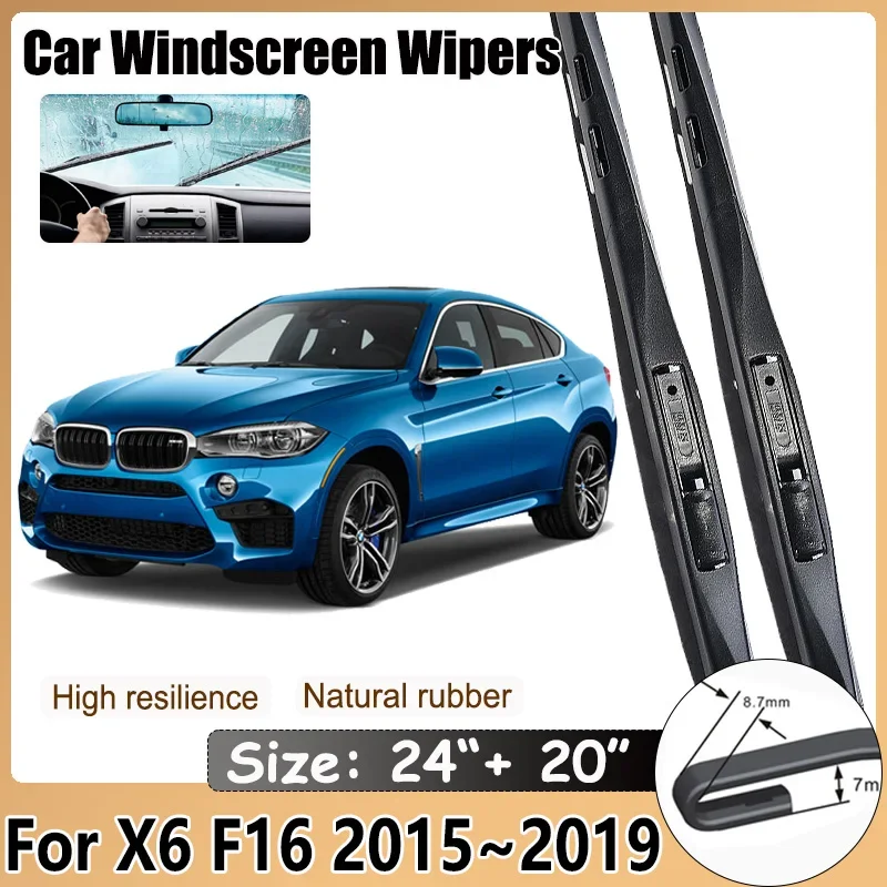 

For BMW X6 F16 2015 2016 2017~2019 Wildlander Front Wiper Blade Window Windshield Windscreen Clean Brushe Washer Car Accessories