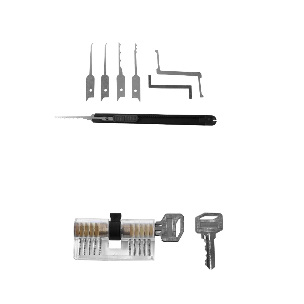 

7PC Lock Pick Set for Beginners and Pro Locksmiths Stainless Steel Opening Tool Kit (includes double-ended flat key cylinder)