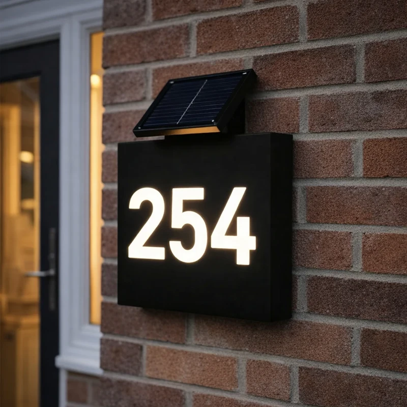 Solar House Number Signs Home Decor Solar Sign Custom Acrylic Door Logo Home Number Sign Outdoor Weatherproof Illuminated Plaque