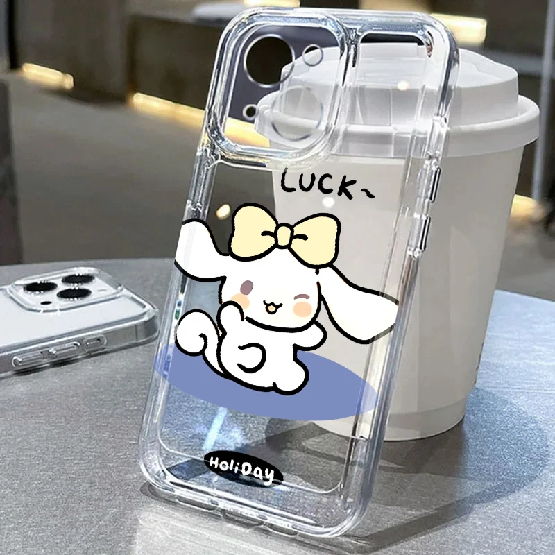 Funda de teléfono suave para Apple iPhone 13 12 11 Pro Max 7 8 SE XR 15 14 16 Plus XS 16e Kawaii Sanrio Cinnamoroll