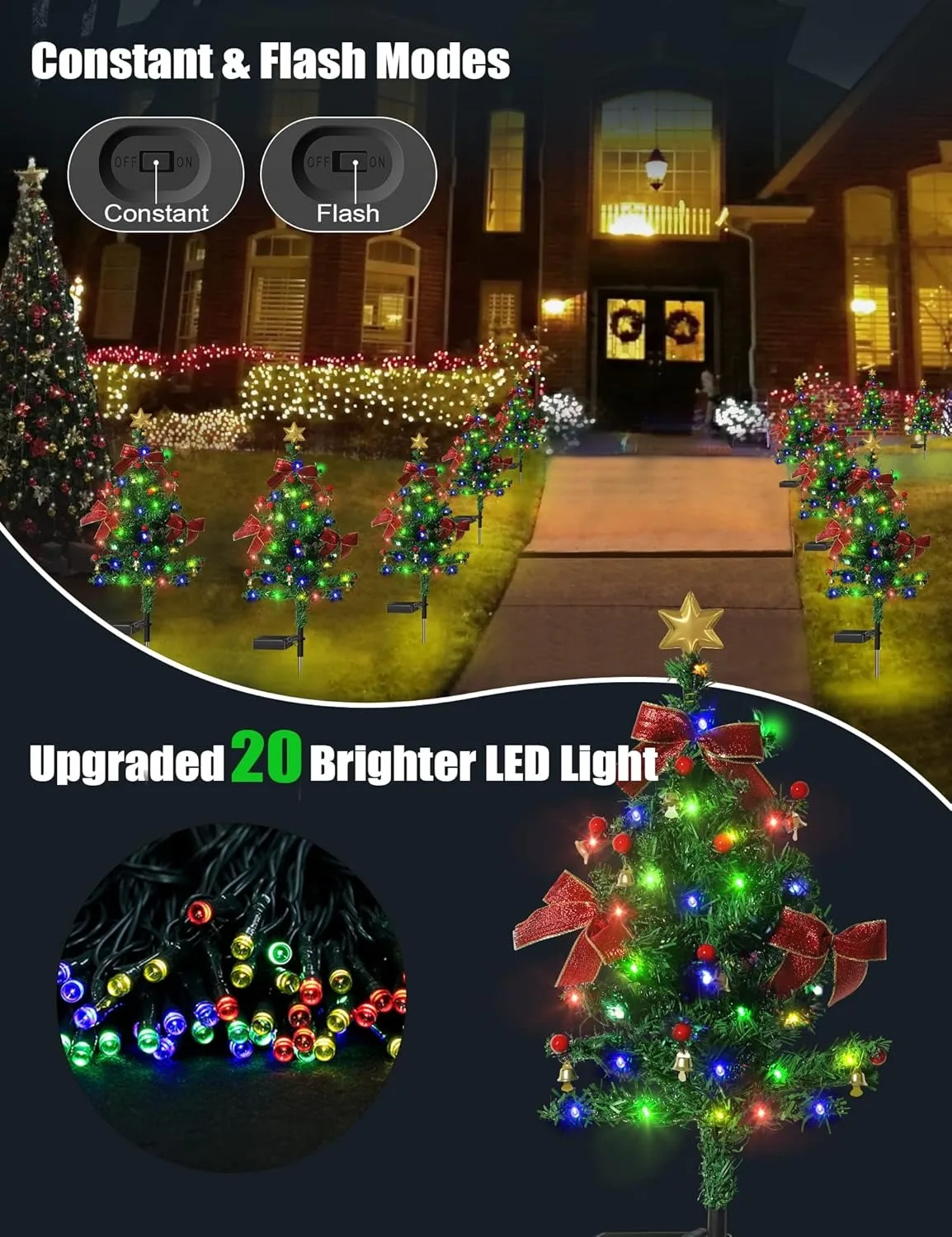 Solar Outdoor Waterproof LED Light Solar Garden Decoration Christmas Tree Garden Decoration Suitable for Channels Lawn Terrace