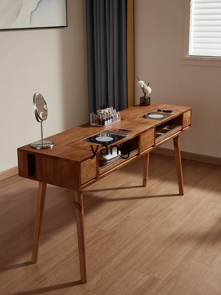 CX  retro style solid wood multi-drawer storage with vacuum cleaner manicure table single double table and chair set