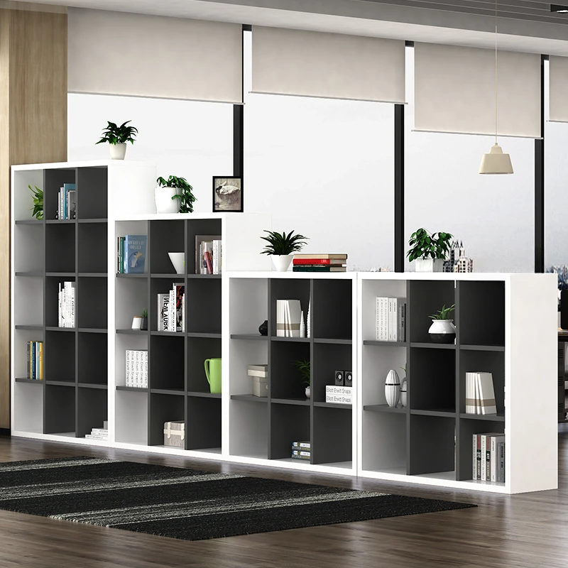 Office grid cabinet, hollow screen partition cabinet, high and low combination bookshelf, file cabinet, double-sided data