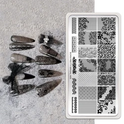 BORN PRETTY Bridal Lace Nail Stamping Plates White Nail Art Templates Printing French Nails Image Stainless Stencil Tool Wedding