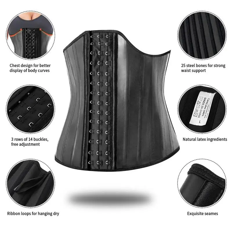 25 Steel Bone Latex Waist Trainer Corset Belt Firm Control Body Shapewear Women Underbust Hourglass Waist Corset Sports Girdle