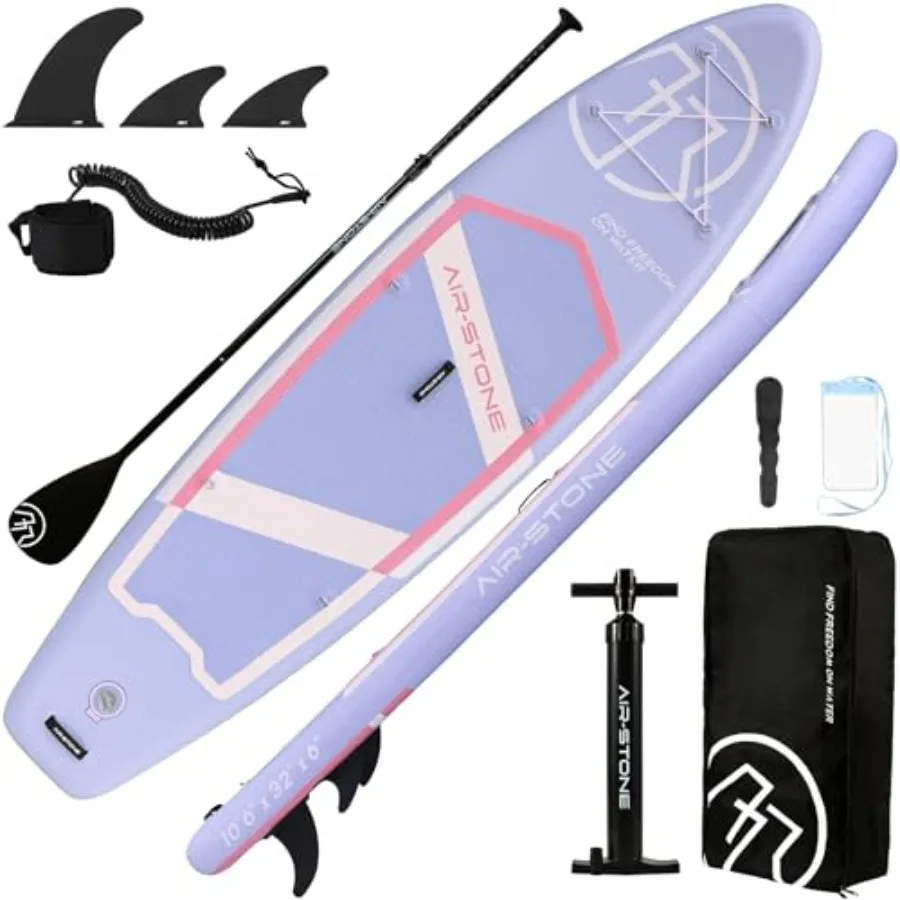 

Inflatable Stand Up Paddle Board for outdoor water sports, PVC material, blue, 10'6 with 450 lb capacity, non-slip deck, includ