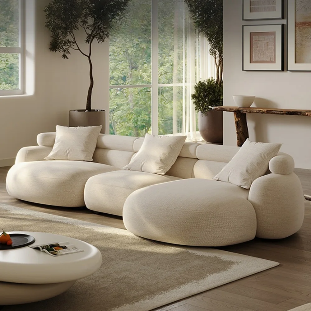 

% Eco-Friendly Modern Corner Sofa Set Fabric Covered I Shape Pillow Back Luxury Living Room Sofas