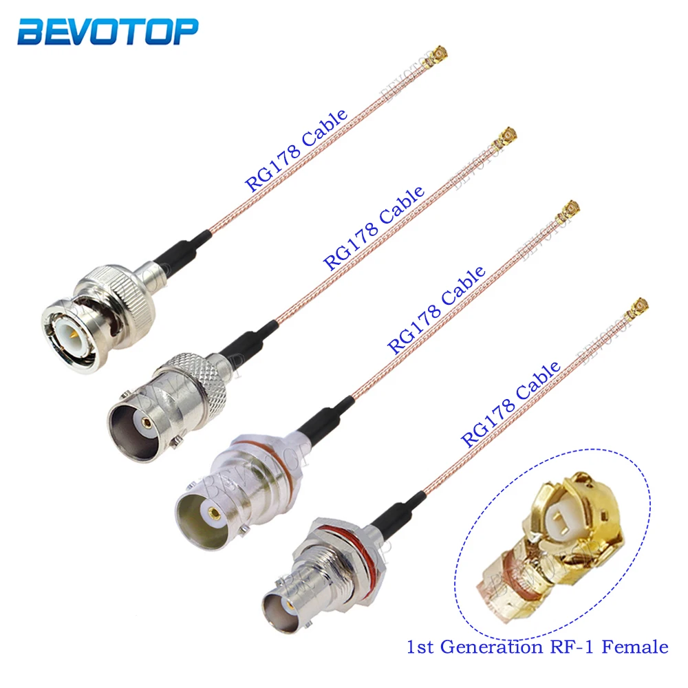 1Pcs BNC Male/Female to RF-1st Female Connector BNC to RF-1st RG178 Cable Pigtail RF Coaxial Antenna Extension Cord RF Jumper