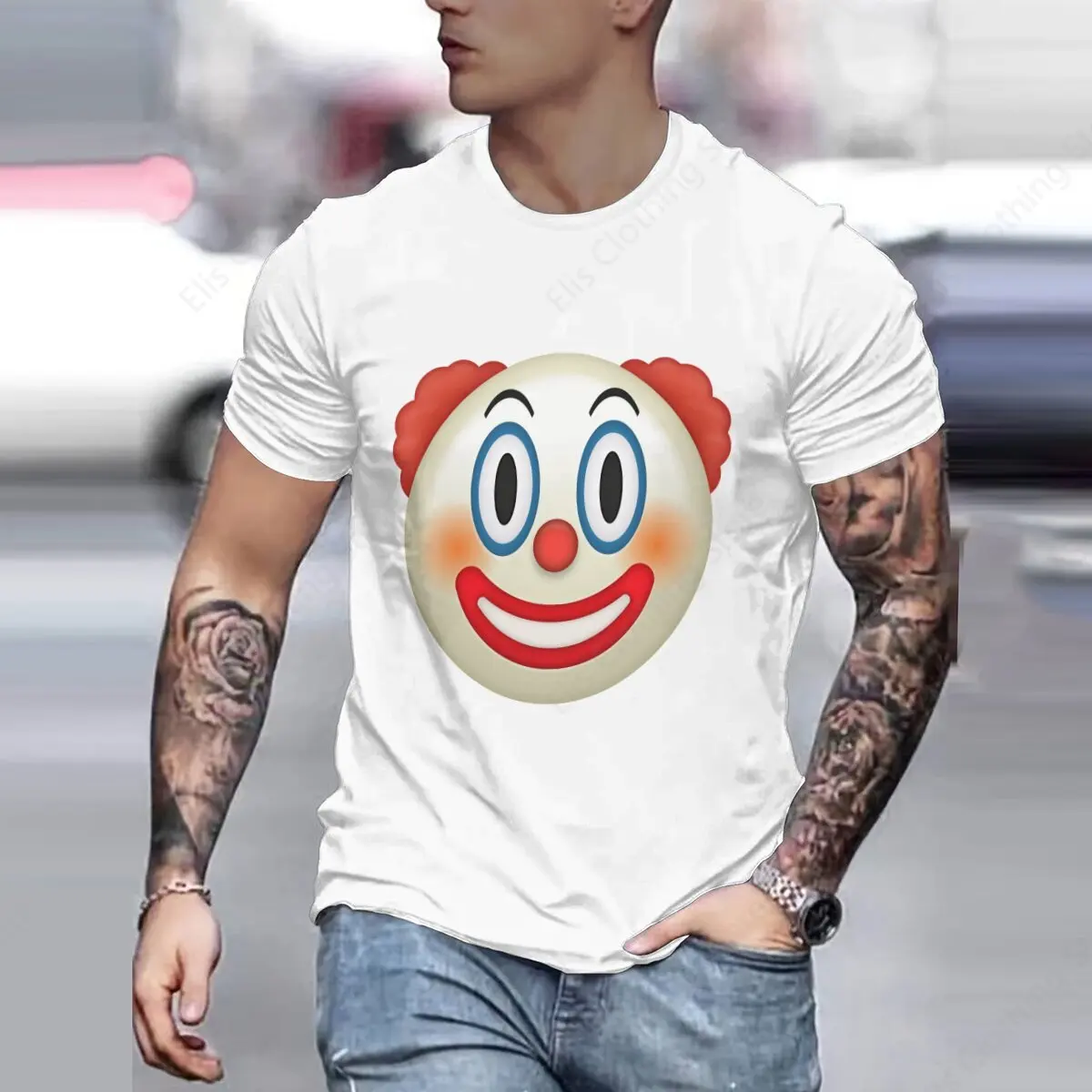 Clown Face Smiling Clown Face Emoji T-shirts men women casual t-shirts unisex streetwear