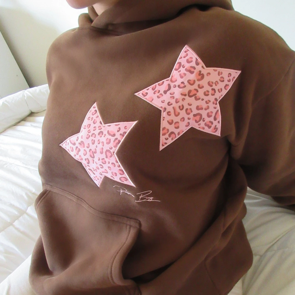 Women New European and American star embroidered hooded versatile loose casual pullover 2025 hoodie