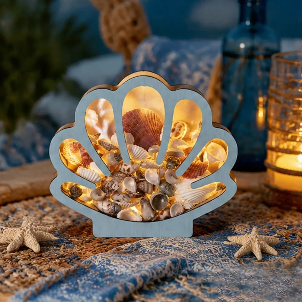 Clear Acrylic Shell Storage Container Wooden Multifunctional Shell Storage Box Dust-proof Seashell Display Box