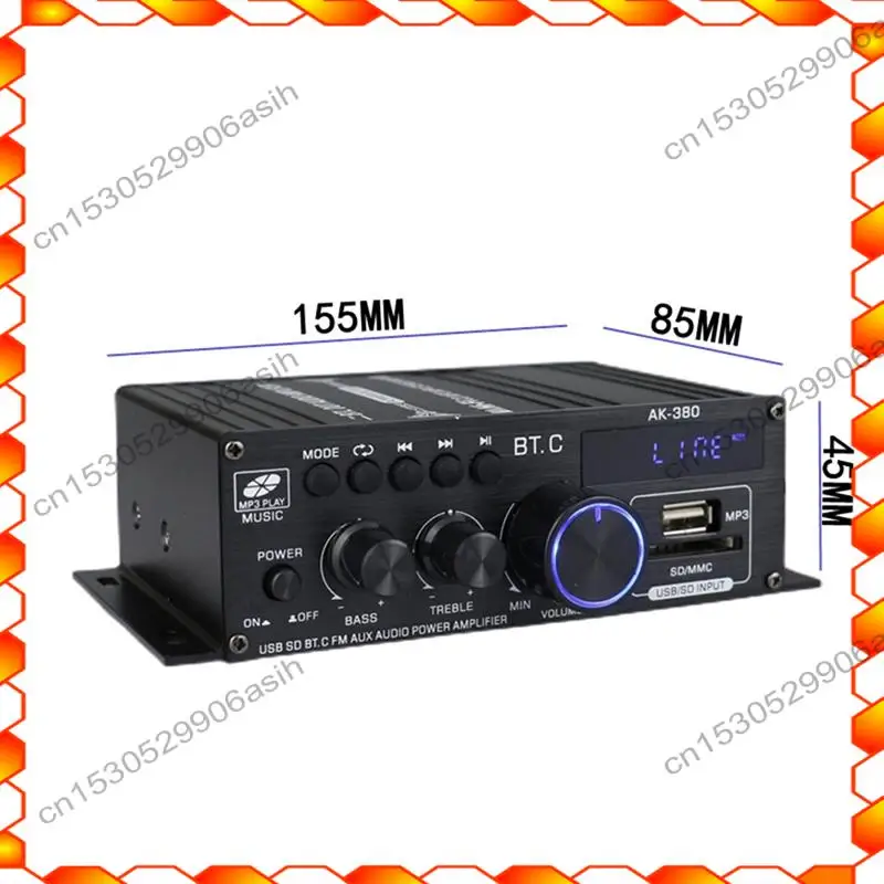 -AT52 Ak380 800 واط 12 فولت مكبر كهربائي بلوتوث ستيريو المنزل سيارة باس الصوت أمبير مشغل موسيقى مكبر صوت للسيارة فئة D FM USB/SD استبدال