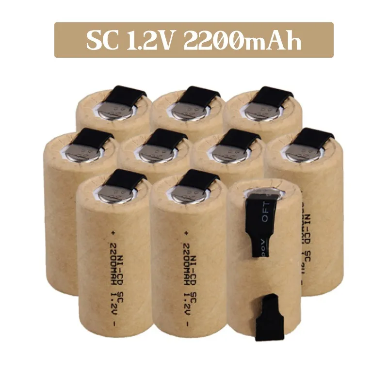 Screwdriver Electric Drill SC Batteries 1.2V 2200mAh 2800mAh Sub C Ni-Cd Rechargeable Battey With Tab Power Tool NiCd SUBC Cells