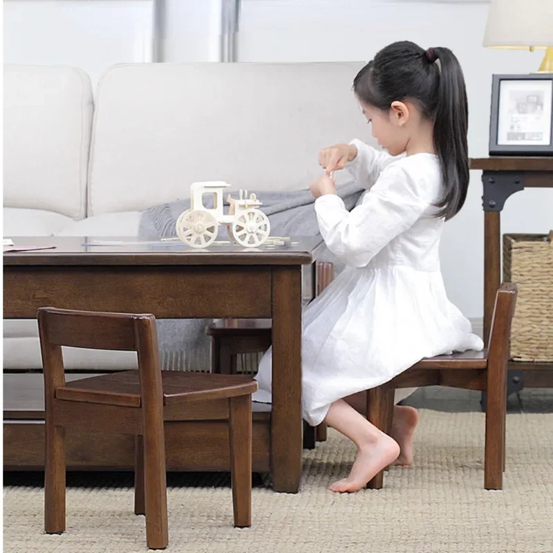 Non-Slip Wooden Child Chair – Solid Wood Low Stool with Backrest for Home, Living Room Shoe Bench, or Dining Chair