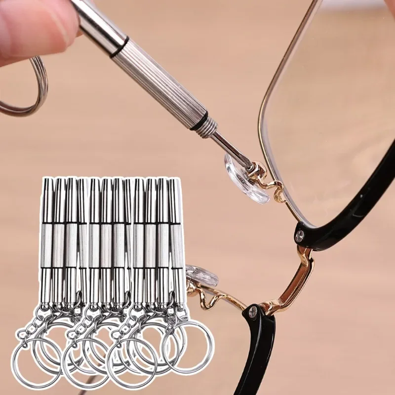 10Pcs 3 in 1 Multi-Bit Mini Screwdriver Portable Tools Precision Glasses Watch Keychain Repair Tool Eyeglasses Screwdrivers