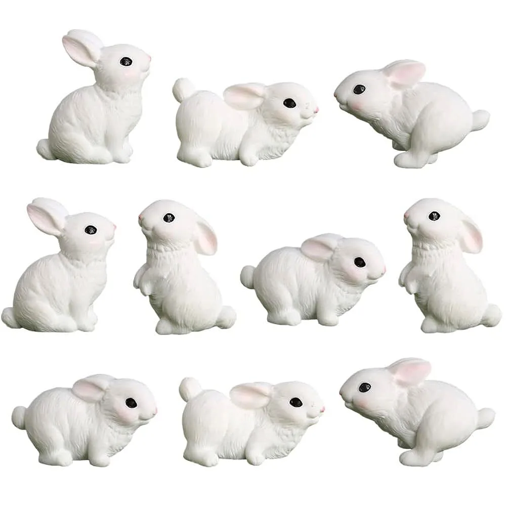 5/10PCS Cute Small Resin Rabbits Miniatures - Fairy Garden Animals Ornament, Micro Landscape Home Plants DIY Craft Decoration