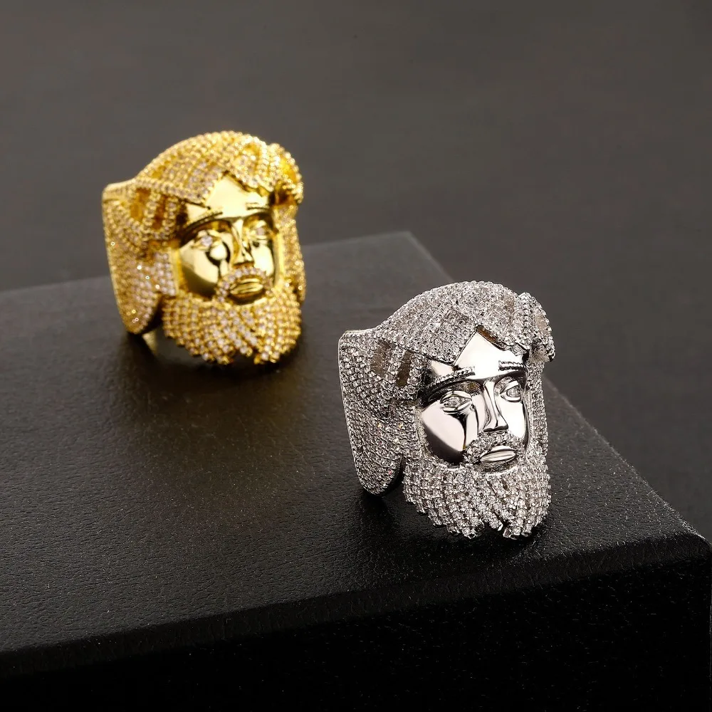A Men's Hip-Hop Style Ring with Zircon Inlay, Featuring a Human Figure Design, From the Street Style Collection.