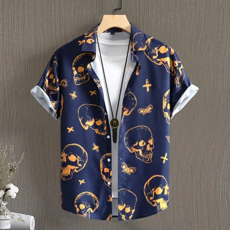 Hawaiian Casual Floral Men's Social Short Sleeved Collar Plus Size Shirt Harajuku Beach Retro Floral Print Luxury Clothing