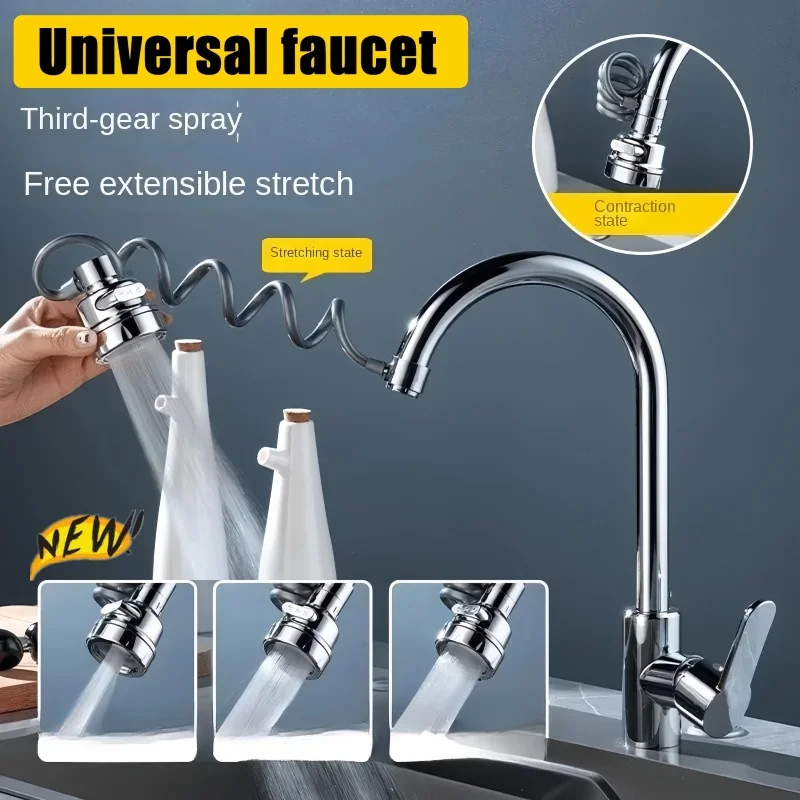 New 3 Modes Universal Kitchen Faucet Adapter 360 Rotation Faucet Filter Extenders Kitchen Gadgets Spray Water Saving Tap Nozzle