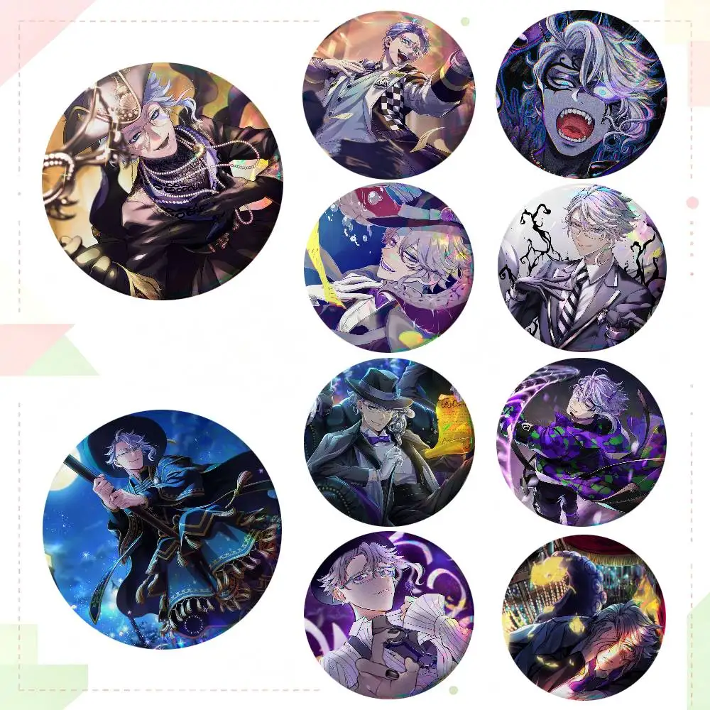 Anime Twist Wonderland Azul Ashengrotto Round Badge Lapel Pin Backpack Clothing Jewelry Accessories Gift Brooch