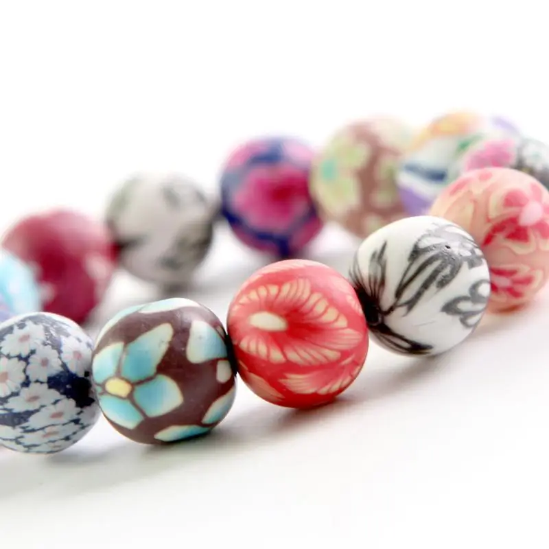 Soft Clay Bead Bracelet for Women Jewelry Colorful Polymer Clay Flower Round Beaded Charms Bracelets