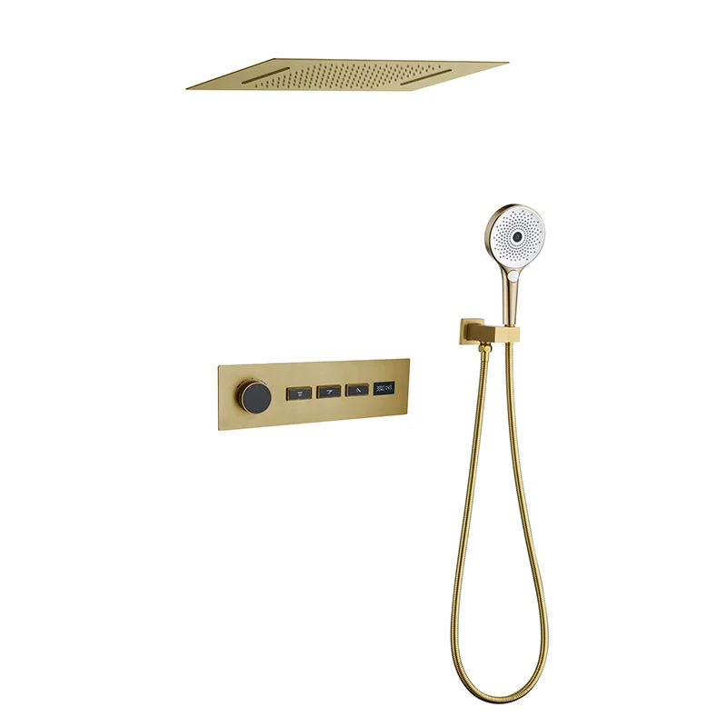 

Заводской настенный латунный термостатический душевой набор с одной ручкой, скрытый керамический сердечник клапана для форсунок для ванной комнаты, спрей