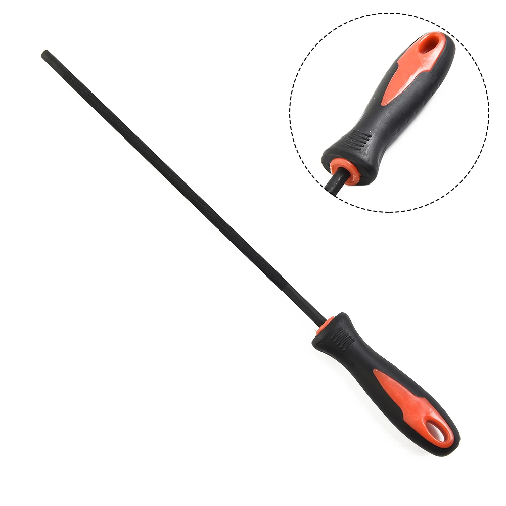 Yellow Plastic Handle Chainsaw File Sharpener 28.5cm 4.8mm 5.5mm Chain File High Carbon Steel Round Sharpening