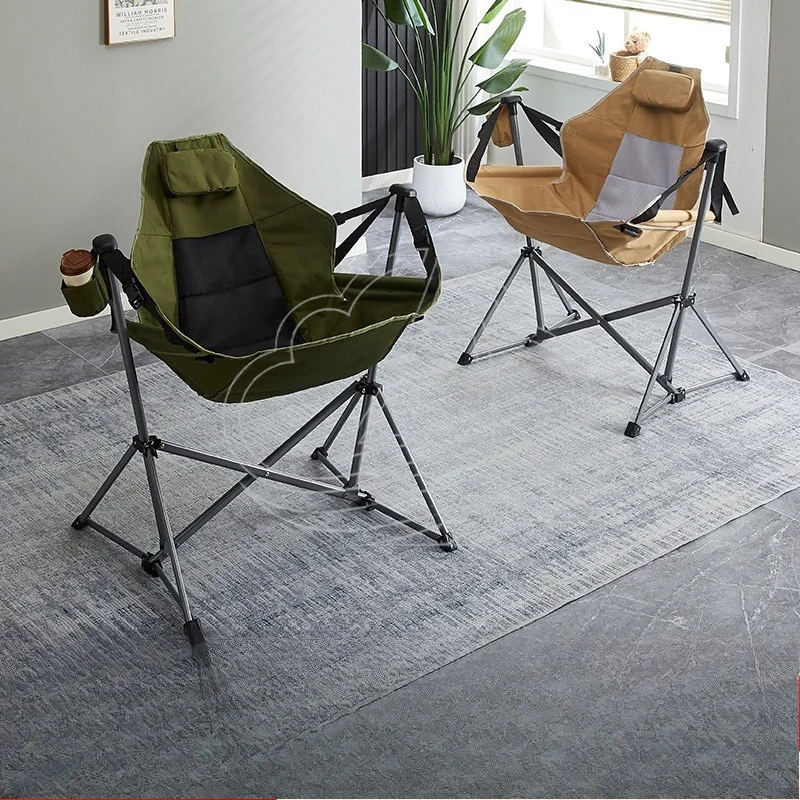 Lightweight Folding Swing Chair Breathable Moon Hammock Recliner for Outdoor Camping