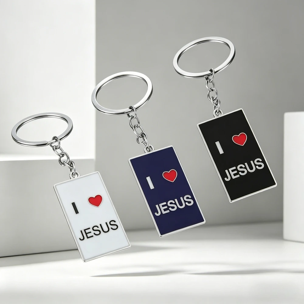 Ich liebe Jesus Kreativer Religiöser Anhänger aus Legierung Schlüsselanhänger Christliche Glaubensornamente Accessoires für Männer Frauen Schmuck Gebetsgeschenke – Detail 2