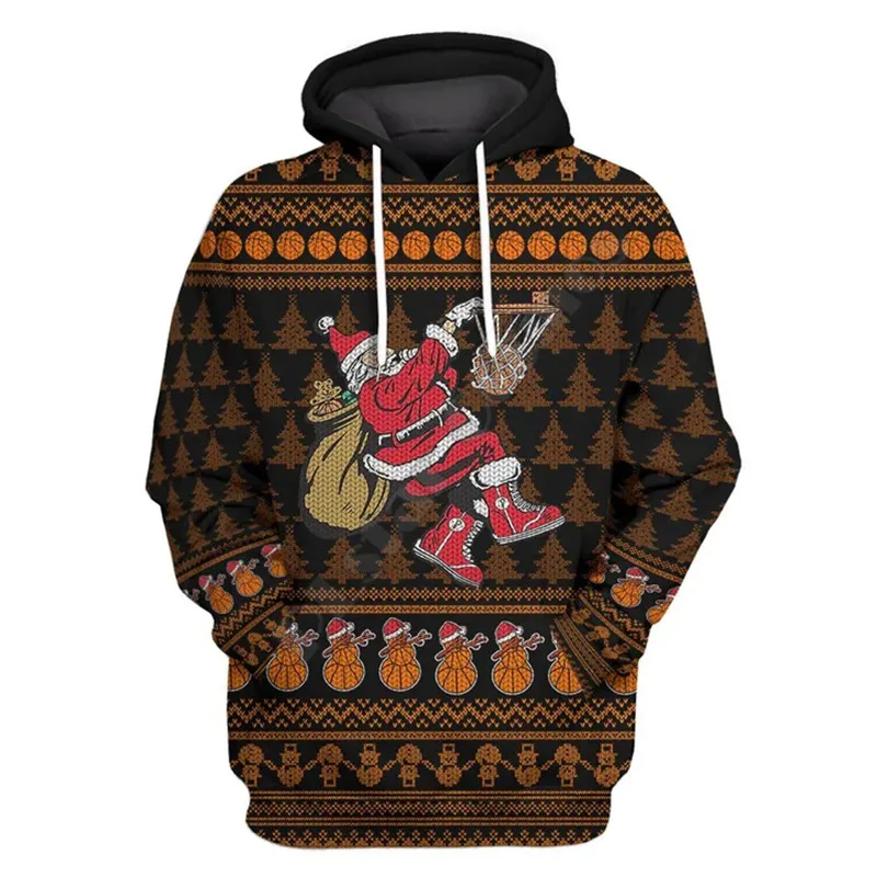 24 Santa Claus Basketball Xmas Ugly 3D All Over Printed Hoodies Streetwear Women For Men Sweater/Sweatshirt/Zipper Hoodies