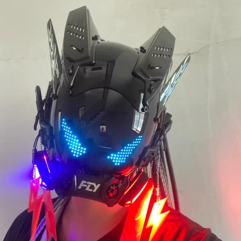 Cyberpop Punk Mask Cosplay Mechanical Helmet APP Controls Animated Text Display Screen Mask Role Play Bar Party Comic-con Props
