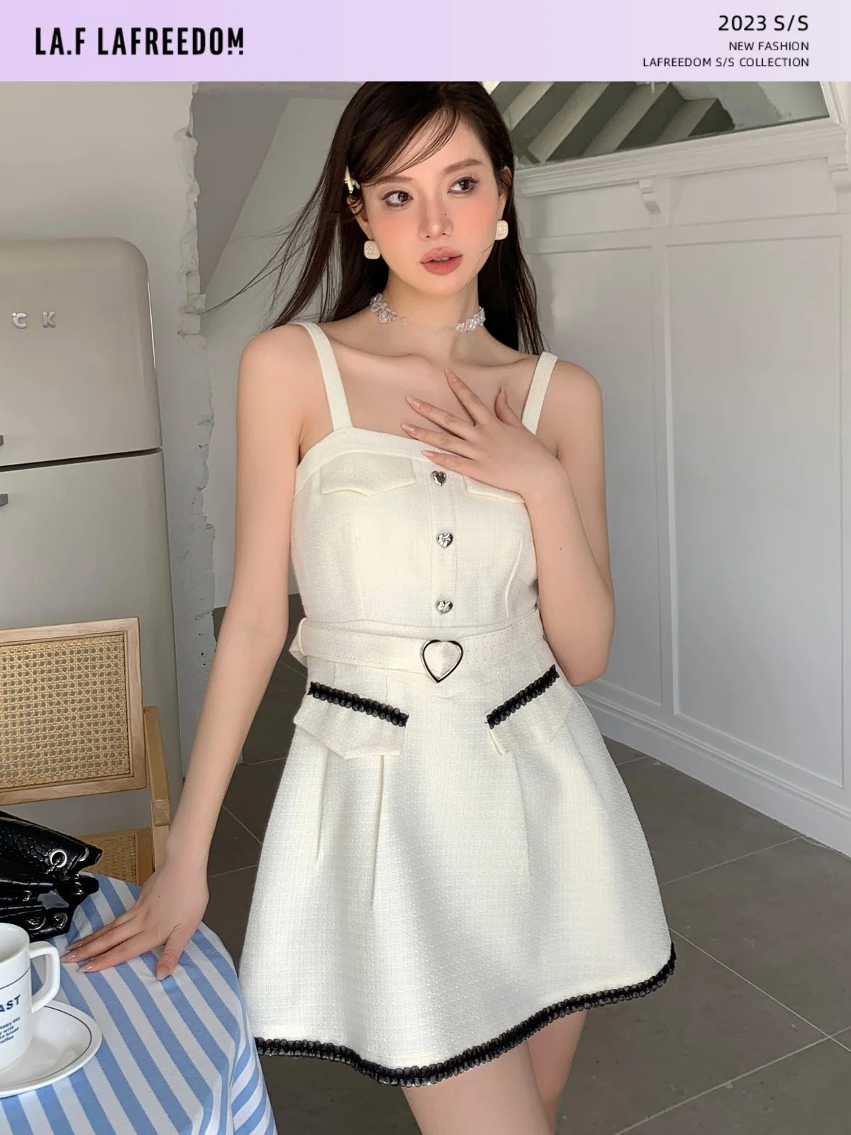 

LREEDOM Bla Lace Trim Belted Women's Dr High Waist A-Line Skirt Sle Spring Summer Faion Commute Polyester Fabric