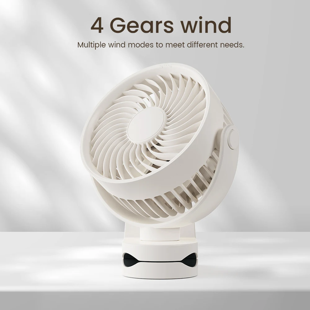 Wall-mounted rechargeable clip-on silent small fan 360 ° rotation portable desktop fan with 3 speeds suitable for office, gym