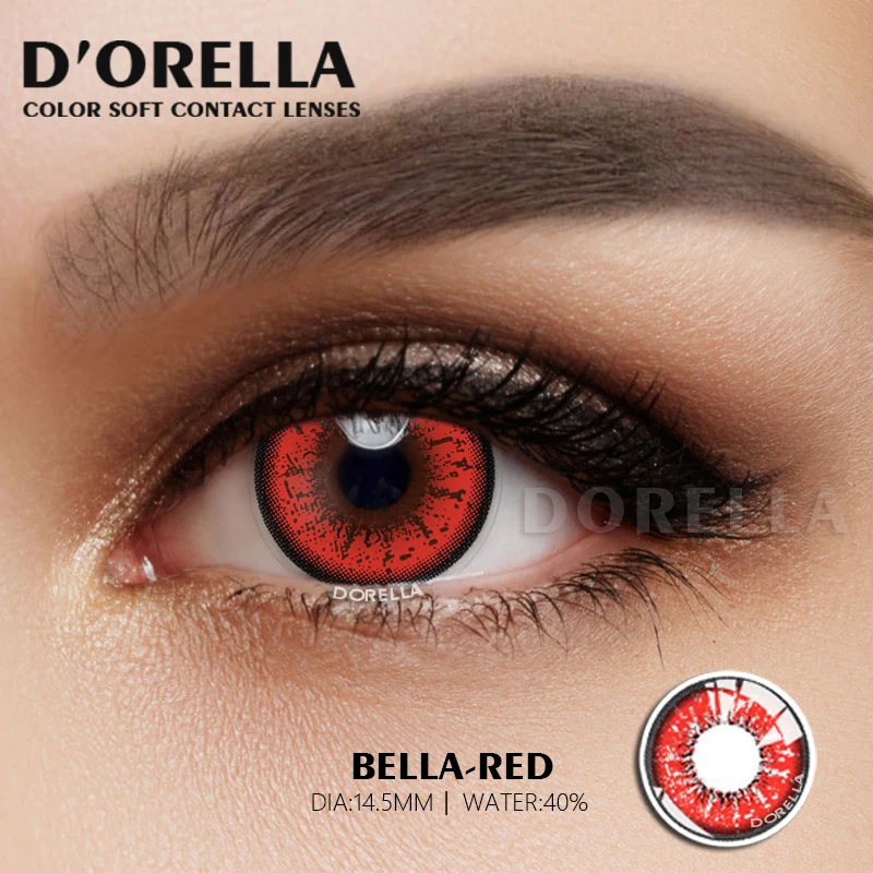 D\'ORELLA 1Pair(2pcs) Coloured Contact Lenses for Eyes Yearly Red Colored Lenses Green Blue Cosmetics Pupils Colored Contact Lens
